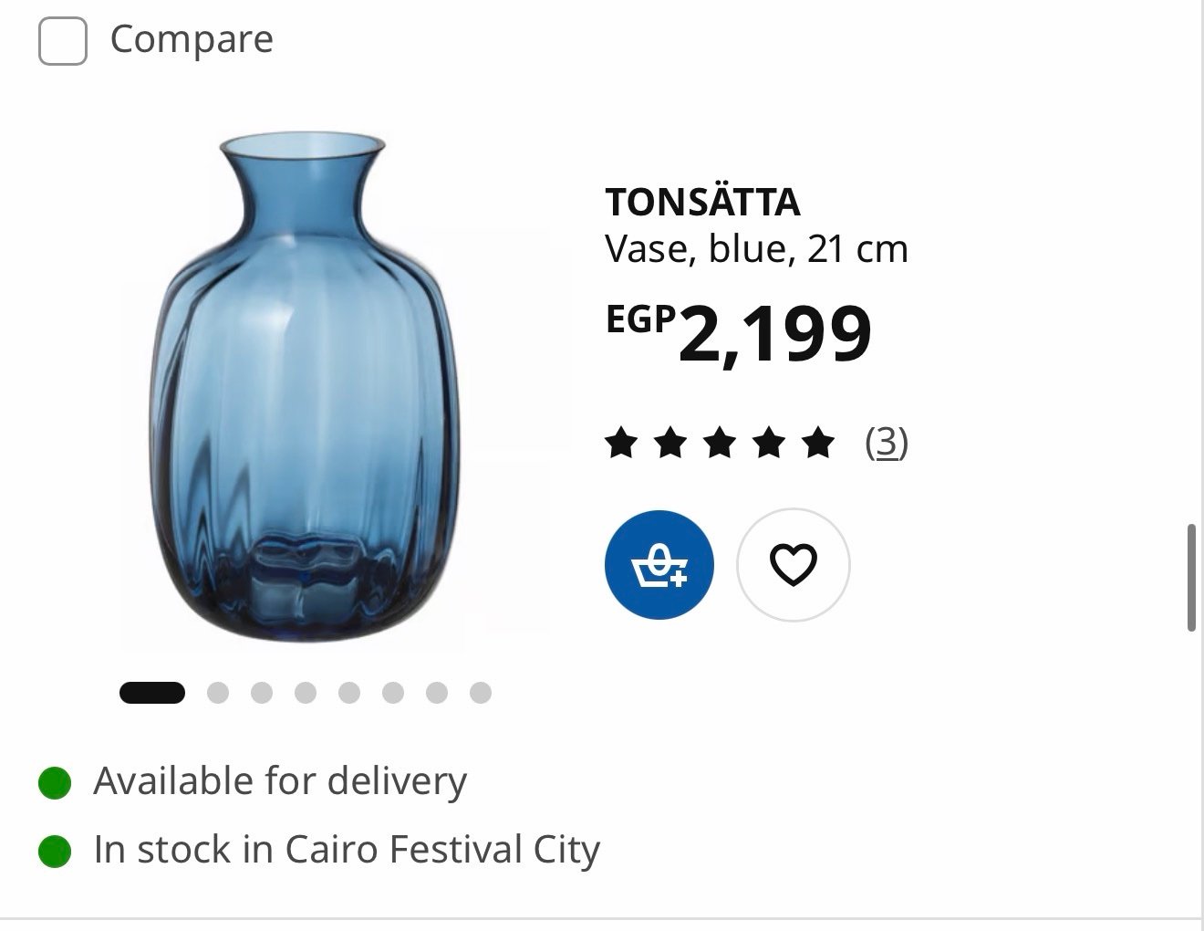 ✨TONSÄTTA
Vase, blue, 21 cm - Image 6