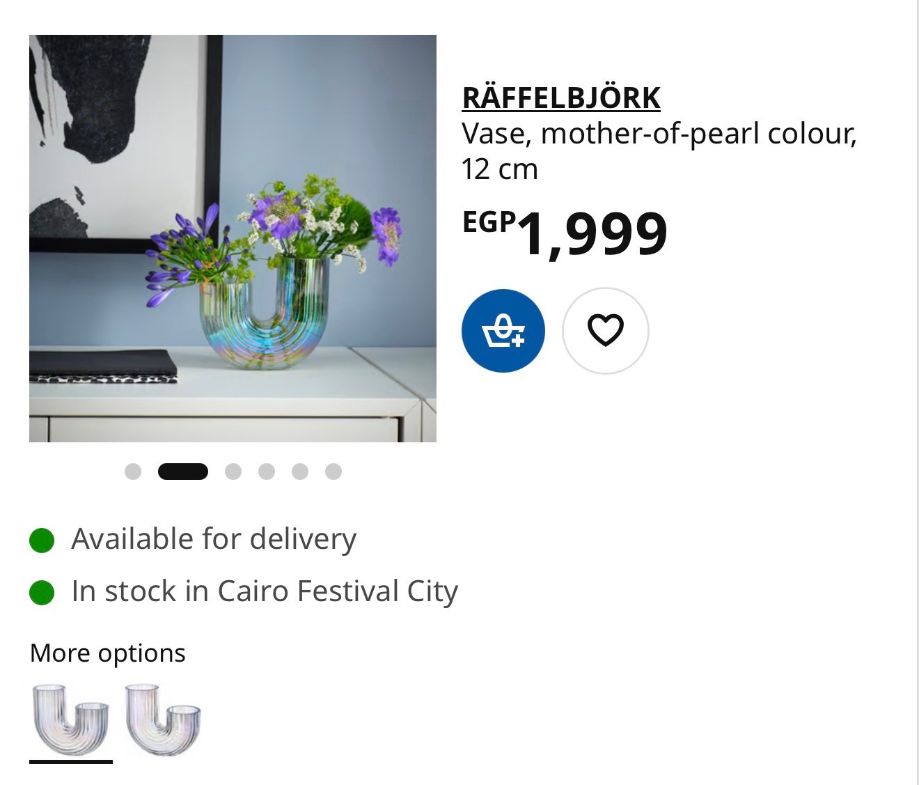 ✨RÄFFELBJÖRK✨
Vase, mother-of-pearl colour, 12 cm - Image 3
