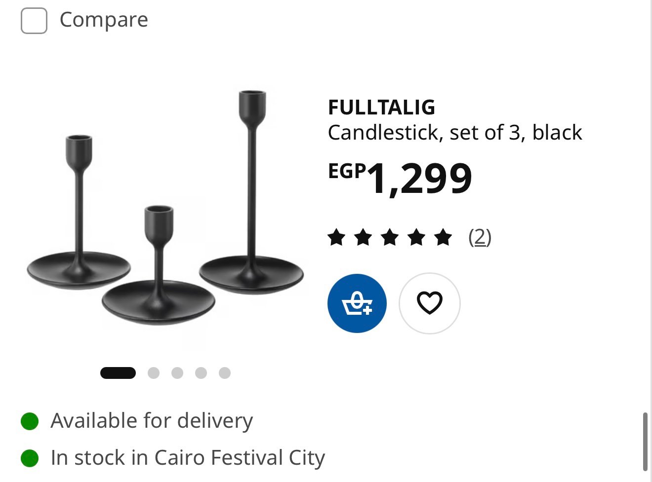 ✨FULLTALIG
Candlestick, set of 3, black - Image 5