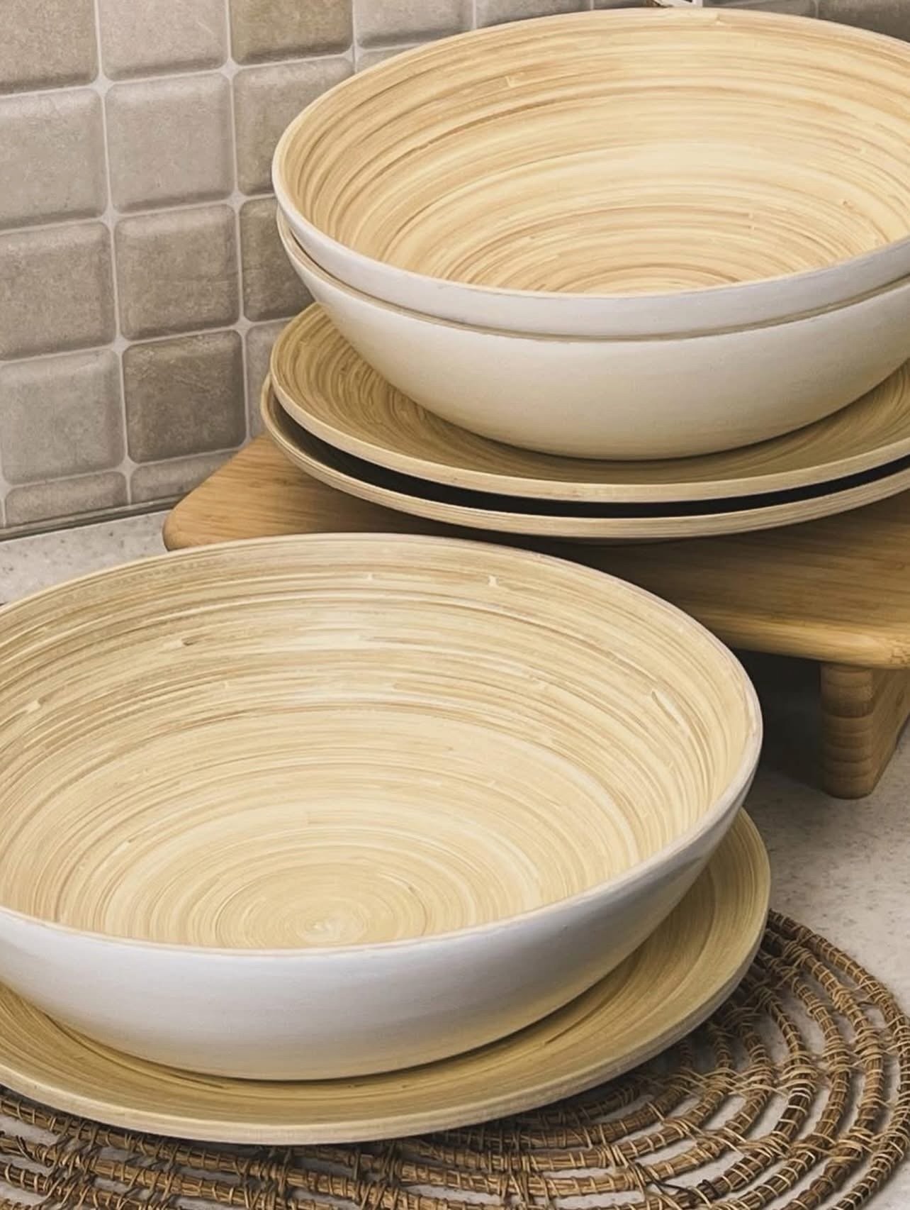 ✨RUNDLIG
Serving bowl, bamboo/white30 cm - Image 3