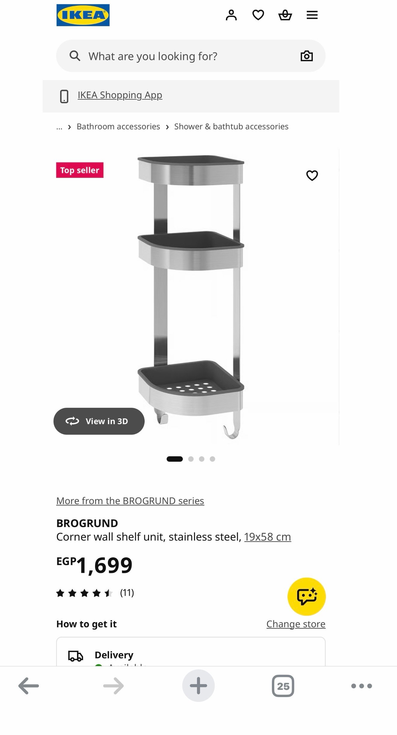 ✨BROGRUND
Corner wall shelving unit, stainless steel,
190x58 cm thick - Image 6