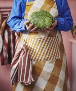 ✨KÖSSEBÄR
Apron, yellow/white, 70x92 cm