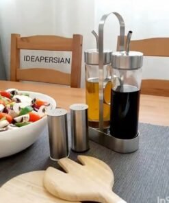 Alternative view of ✨ÖRTFYLLD
3-piece oil/vinegar set, glass/stainless steel
