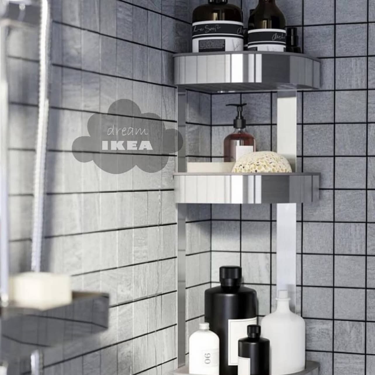 ✨BROGRUND
Corner wall shelving unit, stainless steel,
190x58 cm thick