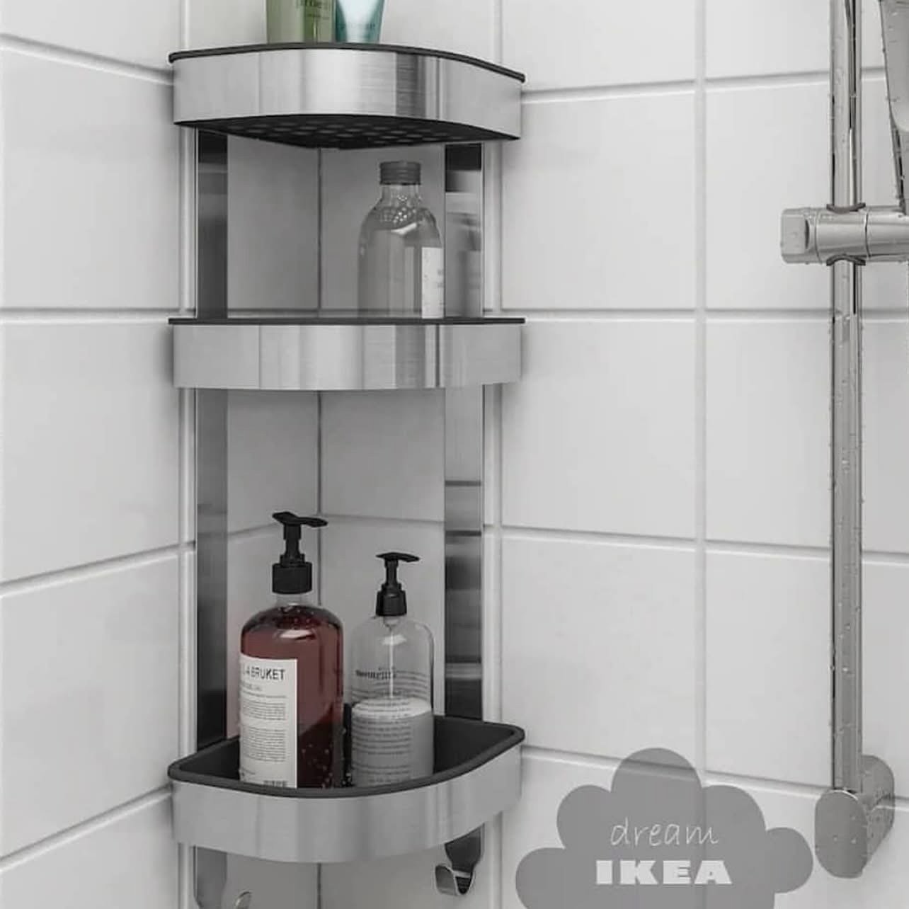 ✨BROGRUND
Corner wall shelving unit, stainless steel,
190x58 cm thick - Image 2