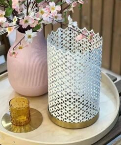✨GOKVÄLLÅ
Block candle holder, white/brass-colour, 26cm