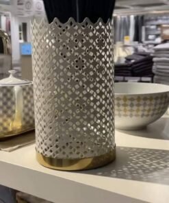 Alternative view of ✨GOKVÄLLÅ
Block candle holder, white/brass-colour, 26cm