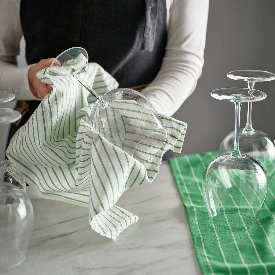 ✨RINNIG
Tea towel, green/blue striped, 45x60 cm - Image 6