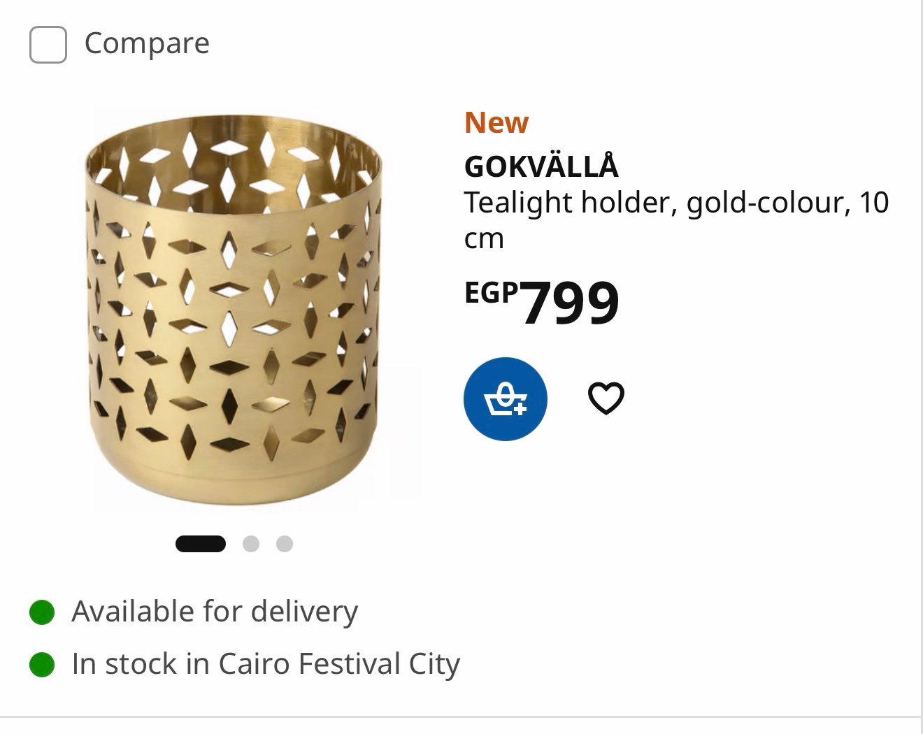 ✨GOKVÄLLÅ
Tealight holder, gold-colour, 10 cm - Image 2