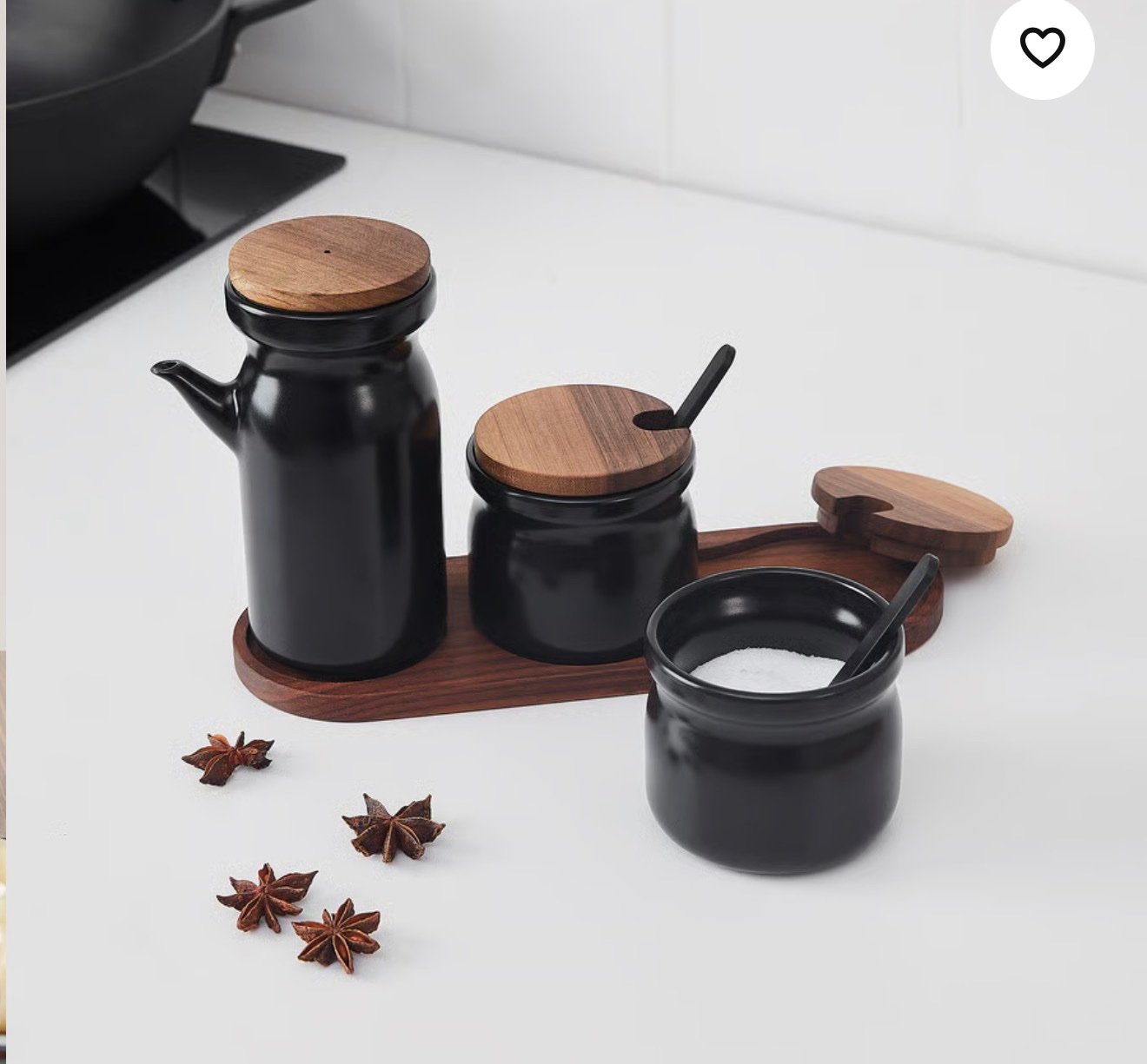 ✨HULDHET
Spice jar with tray, set of 3, ceramic/black - Image 6