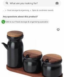 ✨HULDHET
Spice jar with tray, set of 3, ceramic/black