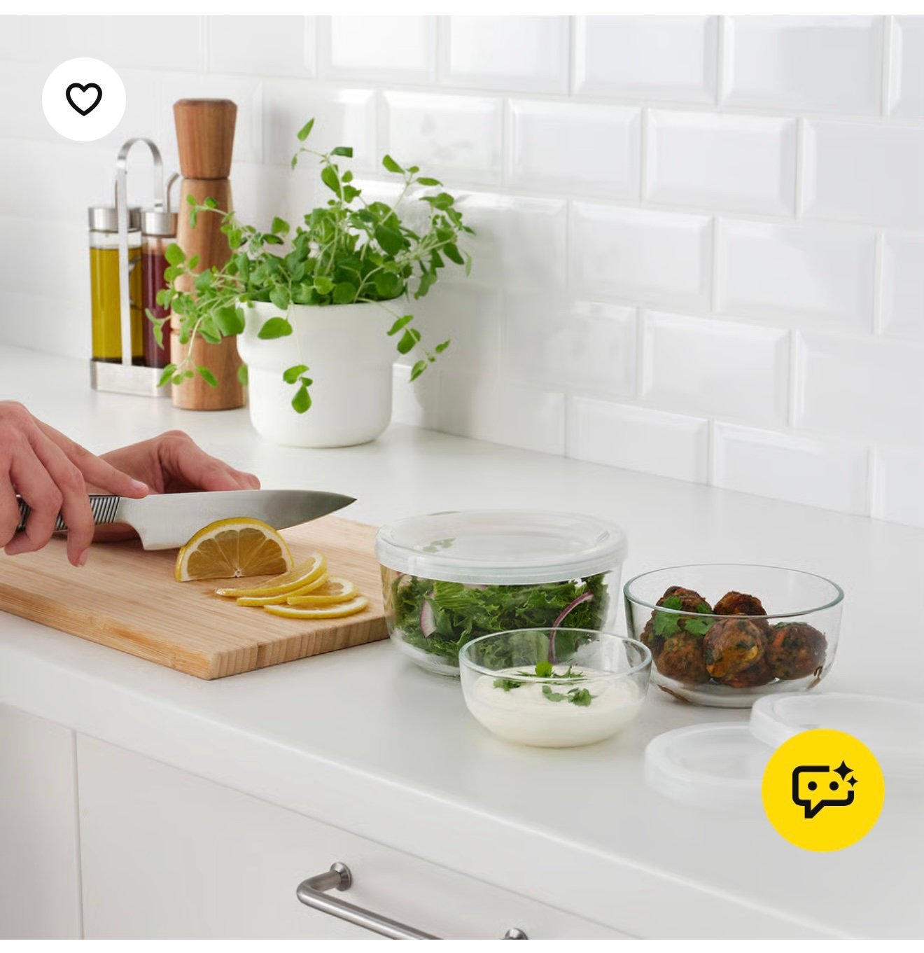 ✨BESTÄMMA
Food container with lid, set of 3, glass - Image 6