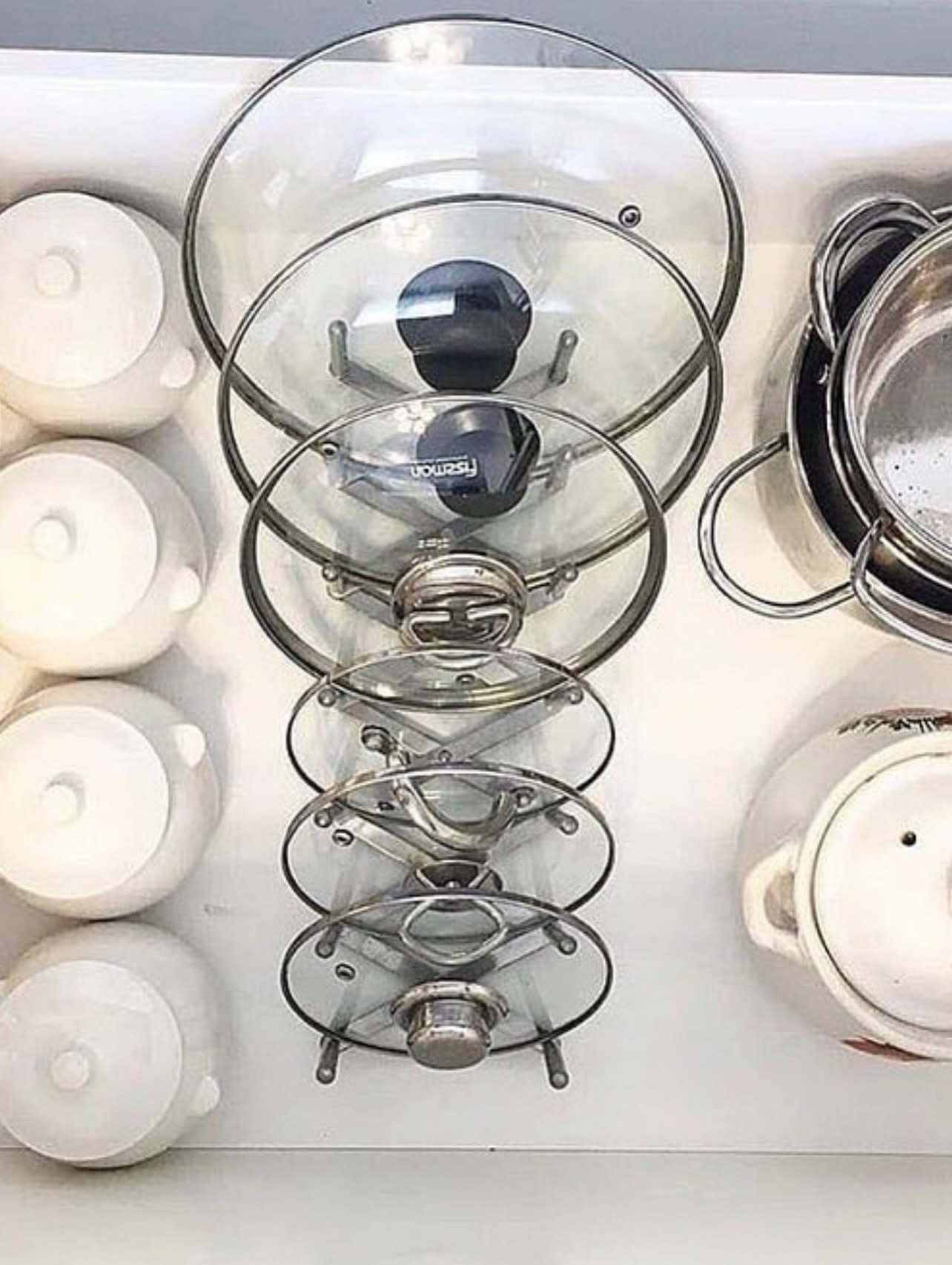 ✨VARIERA
Pot lid organiser, stainless steel - Image 5