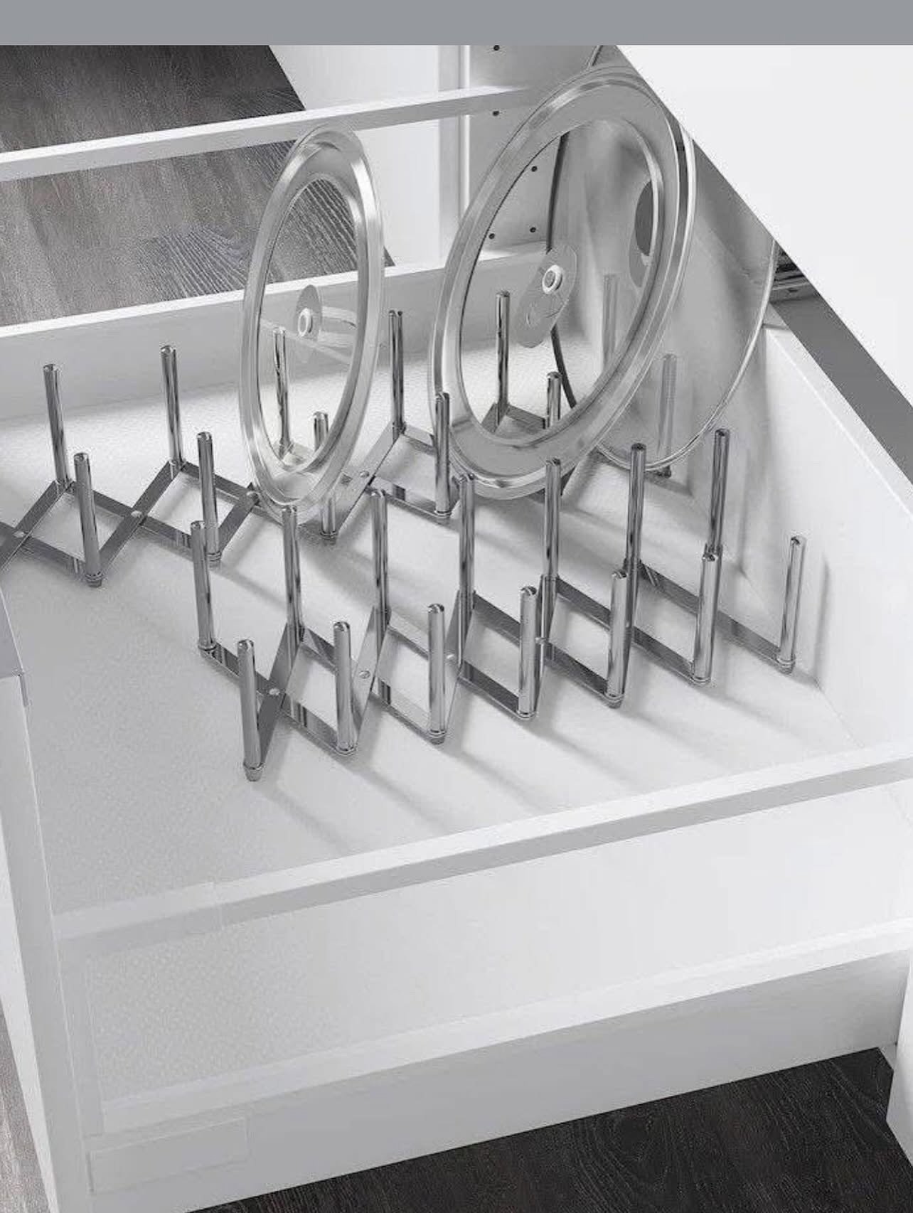 ✨VARIERA
Pot lid organiser, stainless steel - Image 8