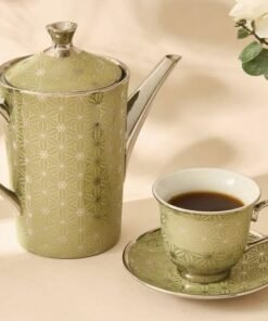 Alternative view of Tea set 💛 13-Piece Porcelain Cup and Saucer Set with Teapot – Floral Print