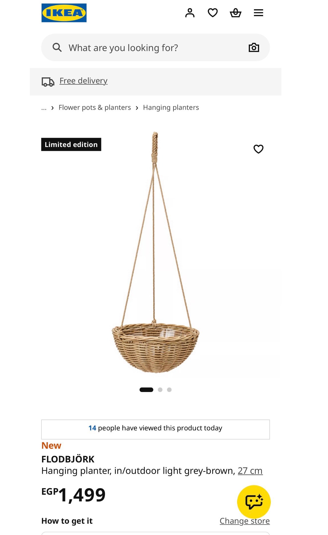 ✨FLODBJÖRK
Hanging planter, in/outdoor light grey-brown, 27 cm - Image 2