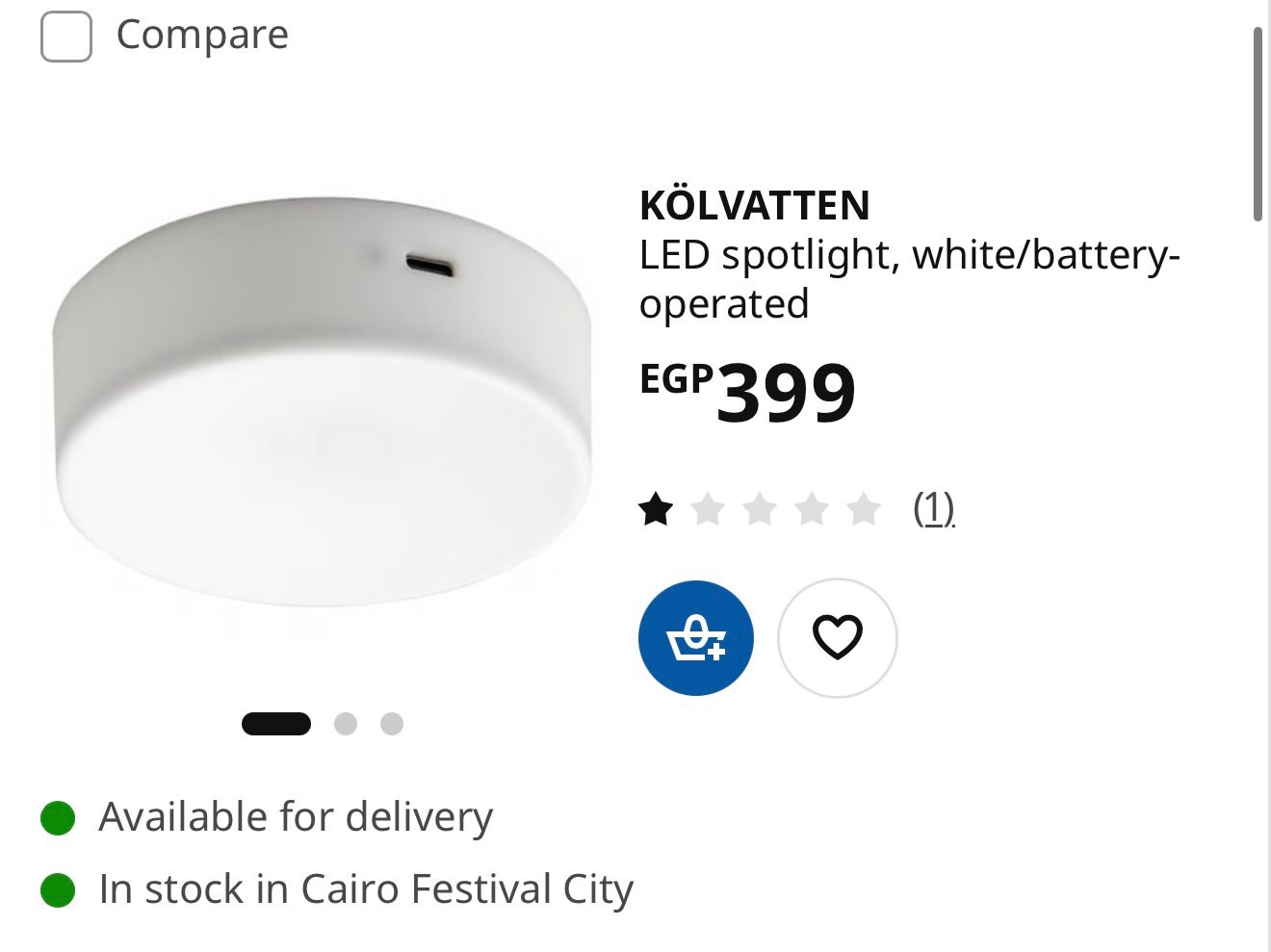 ✨KÖLVATTEN
LED spotlight, white/battery-operated - Image 6