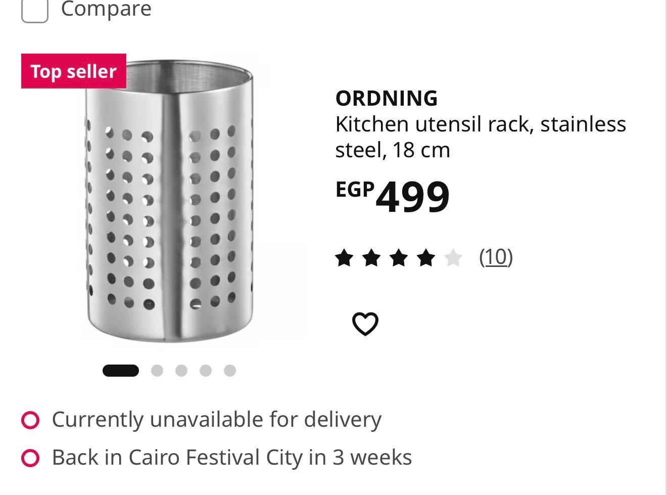 ✨ORDNING
Kitchen utensil rack, stainless steel, 18 cm - Image 5
