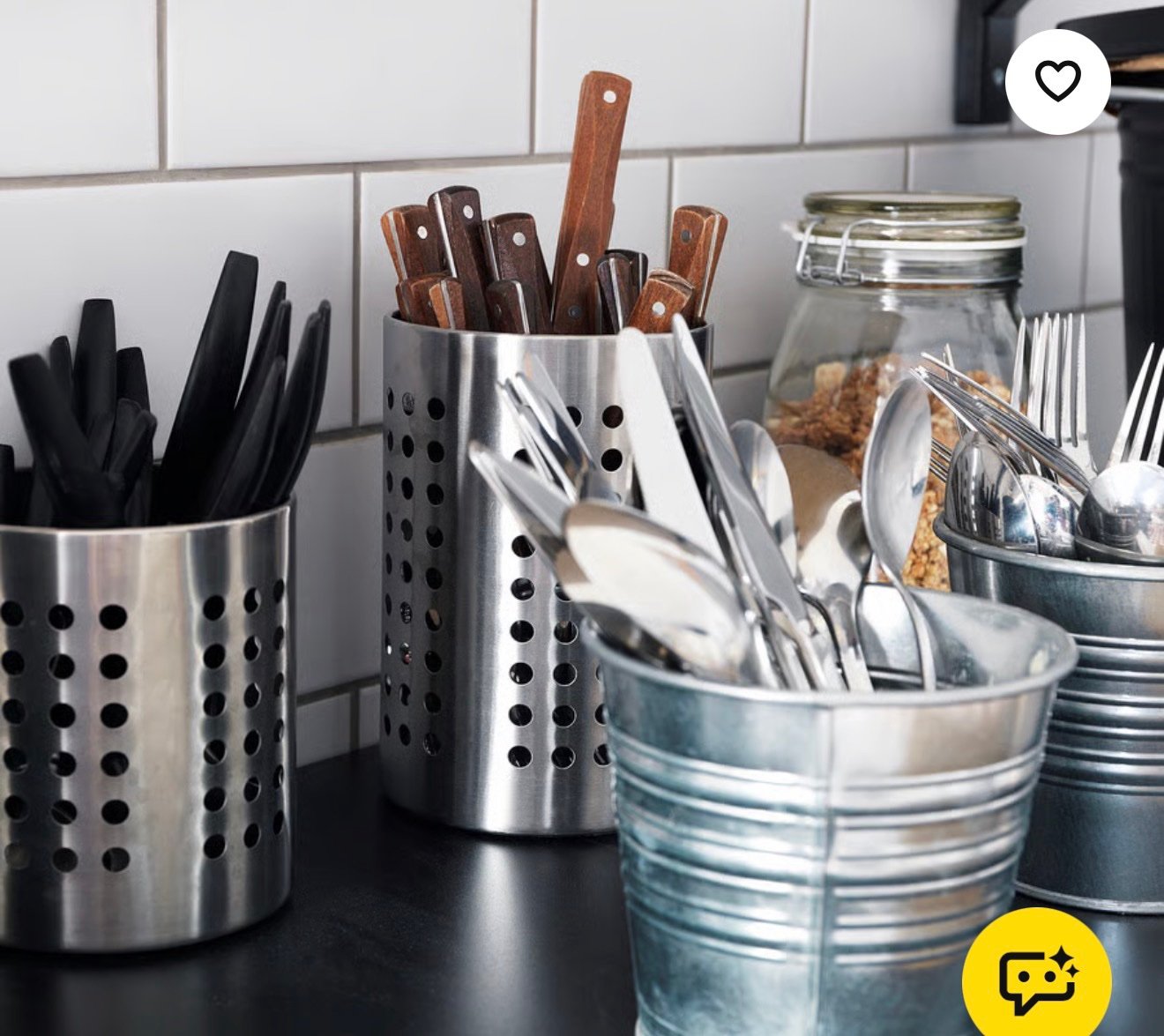 ✨ORDNING
Kitchen utensil rack, stainless steel, 18 cm