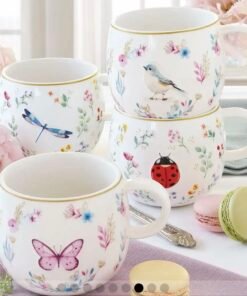✨Porcelain tea/coffee mug Fancy Garden 400ml, Easy Life 💕