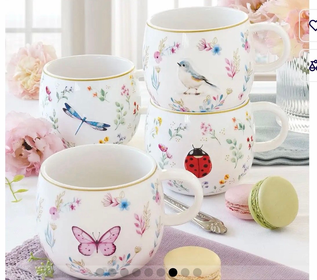 ✨Porcelain tea/coffee mug Fancy Garden 400ml, Easy Life 💕