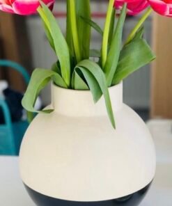 ✨GLANSGRAN
Vase, beige/black, 23 cm