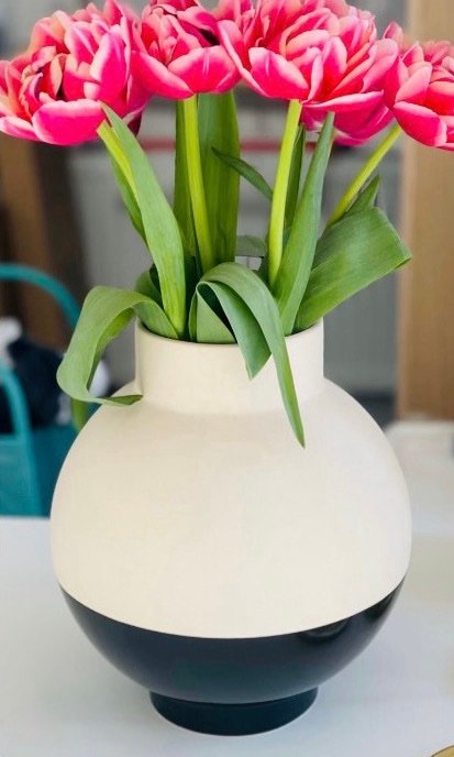 ✨GLANSGRAN
Vase, beige/black, 23 cm