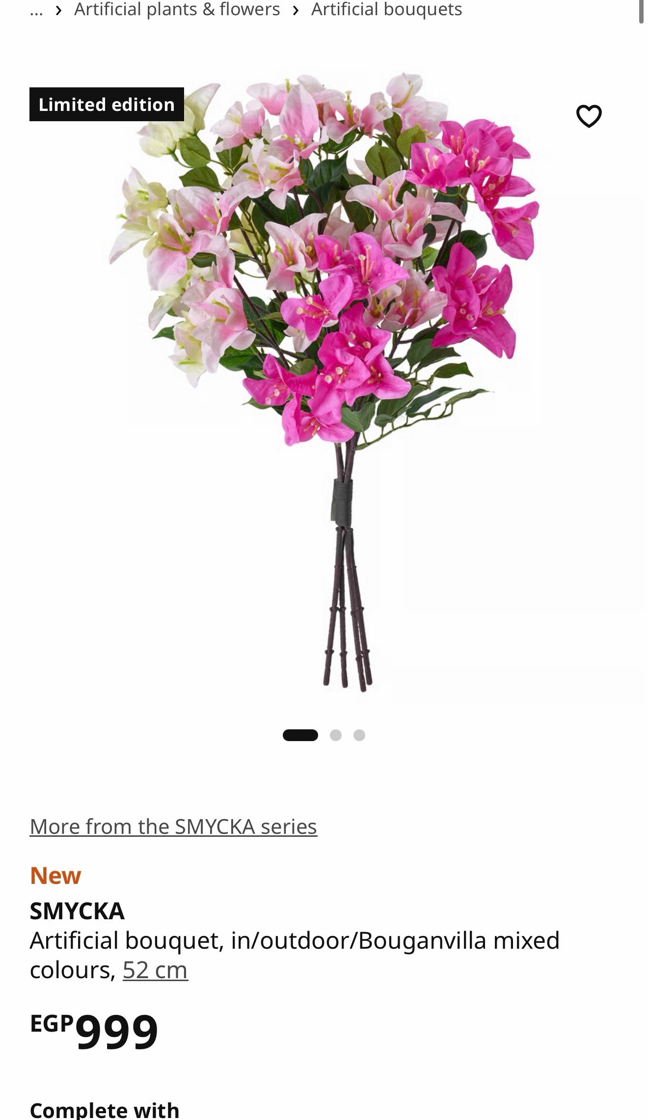 ✨SMYCKA
Artificial bouquet, in/outdoor/Bouganvilla mixed colours, 52 cm - Image 3