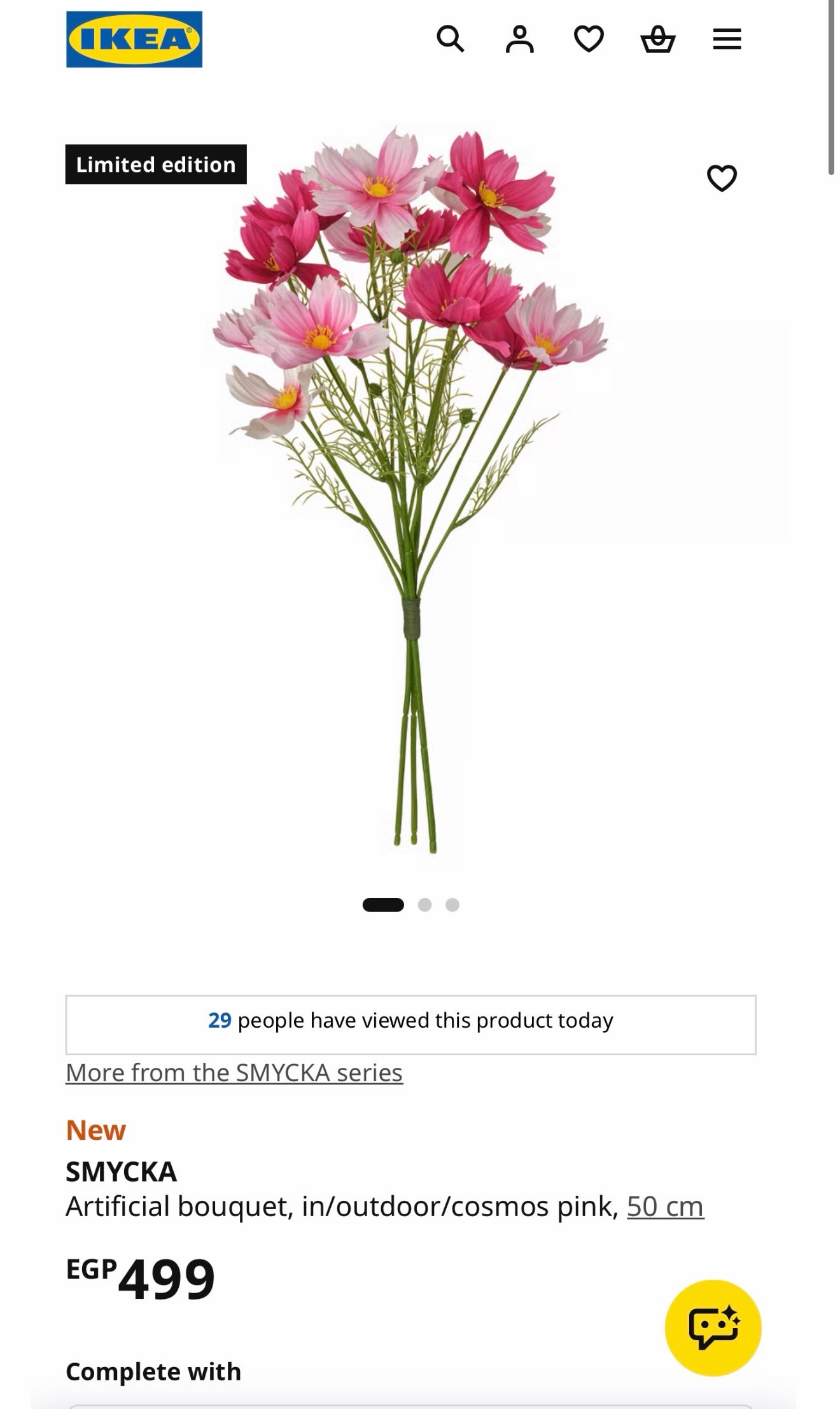 ✨SMYCKA
Artificial bouquet, in/outdoor/cosmos pink, 50 cm - Image 4