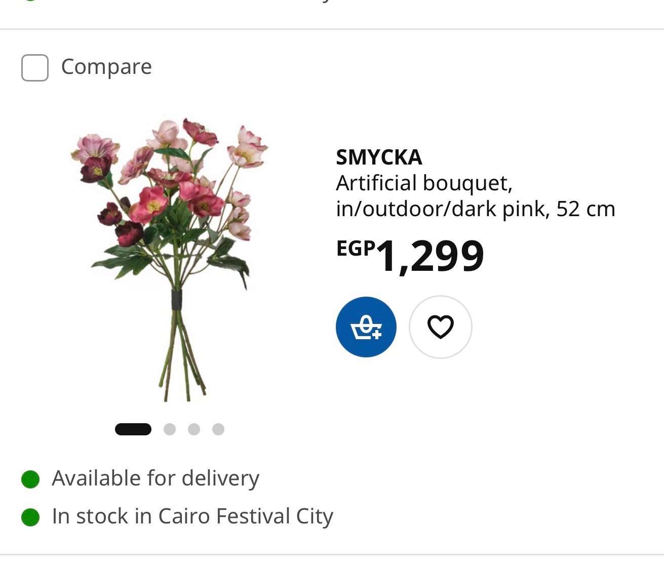 ✨SMYCKA
Artificial bouquet, in/outdoor/dark pink, 52 cm - Image 4