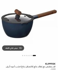 ✨KLIPPFISK
Saucepan with lid, non-stick coating glass/wood black-blue, 2.3 l - Image 3